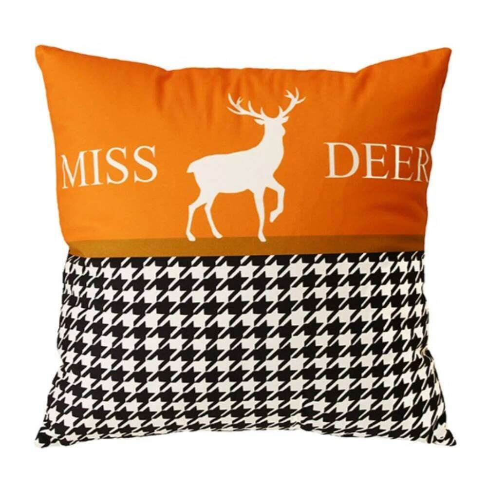 Nordic orange minimalist pillowcase, short plush print, sofa and living room decoration, pillowcase