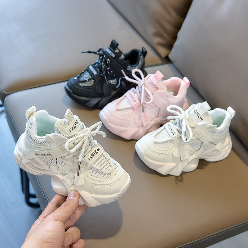 Children Chunky Platform Sneaker Stripe Designer Thick Sole Boy Shoes Fashion Plaid Girl Breathable Vulcanized Shoes Kids