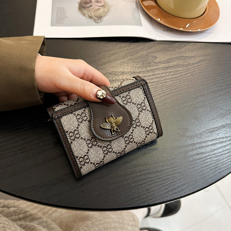 Ladies Purse Printed High-Grade Long Retro Bees High Appearance Level Short Multi Card Pocket Change Purse