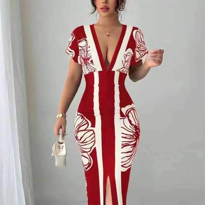 Women's Elegant Floral Dress Deep V Flutter Sleeves Midi Length Great for Special Occasions Dinner Dates Fashion-forward Looks