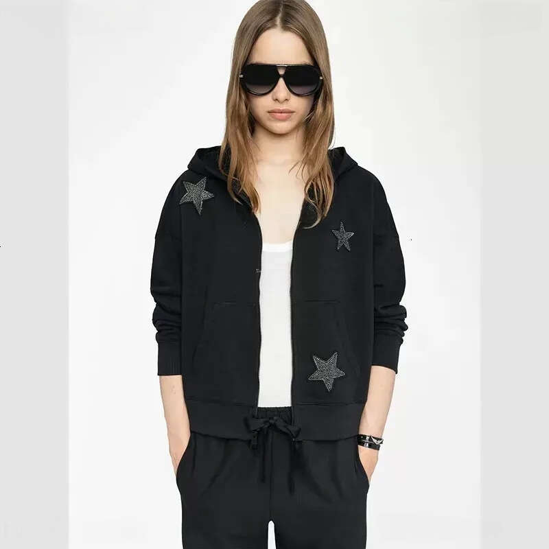 2026 new hoodie luxury sportswear women's designer autumn and winter all star patch embroidery wool lining zipper sweater top