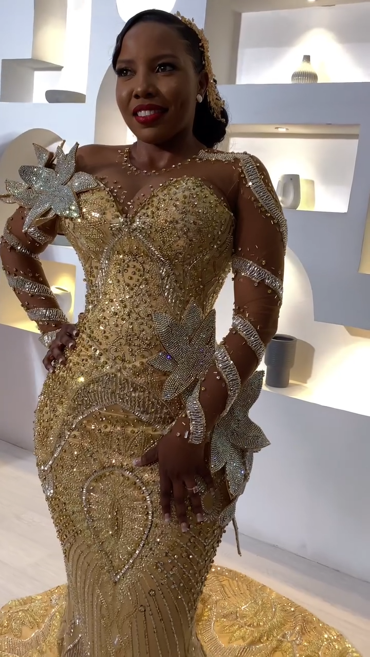 Aso Ebi Gold Mermaid Prom Dresses 2026 Beaded Crystals Flowers Sequined Evening Formal Party Second Birthday Engagement Gowns Dress For Special Occasi