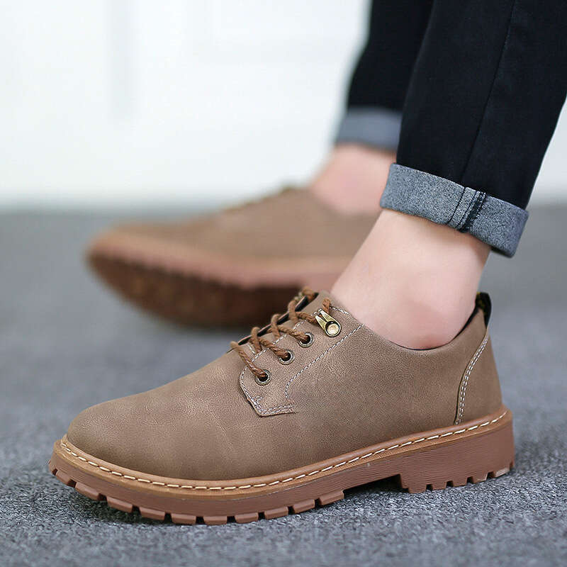 designer shoe martin chaussure for men autumn version british style business casual shoe red-brown khaki black retro workwear big toe boots versatile 