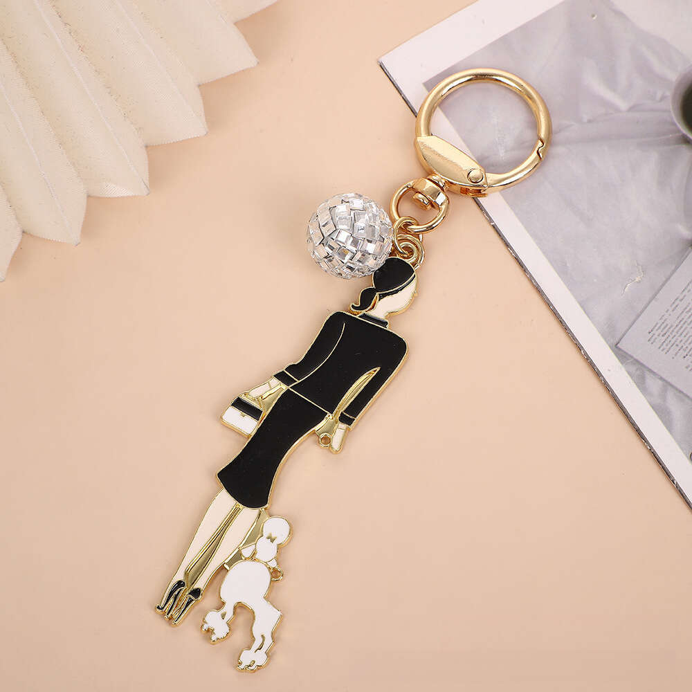 Elegant Bag Charm Keychain Camellia & Number 5 Pendant for Women Handbag & Car Decoration