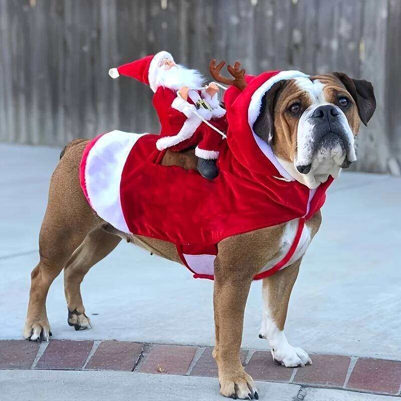 Famous brand Santa Claus Riding Dog Costume Christmas Pet Clothes Cosplay Party Dressing Up Cats Outfit for Small Medium Large Dogs pupakaIK