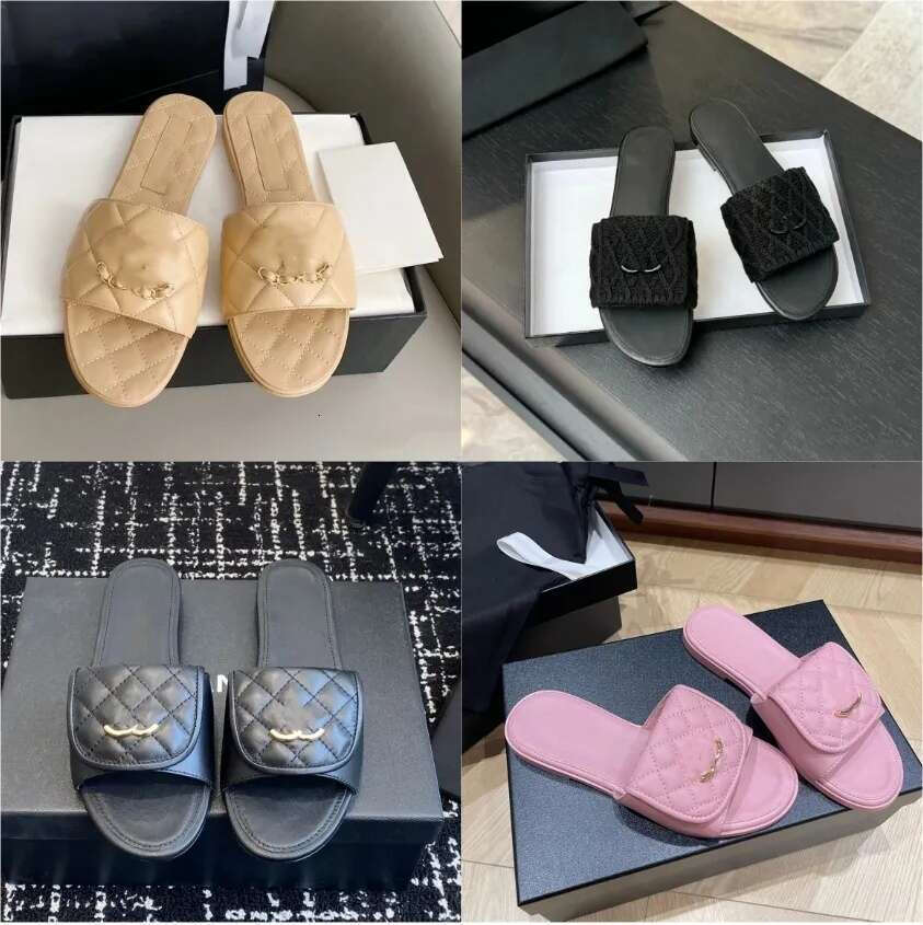 Designer Women slides AAA Sandals lambskin Leather Summer Flat fashion Slipper Weaving shoe upper beach woman Slippers Size 35-42 paris Shoes