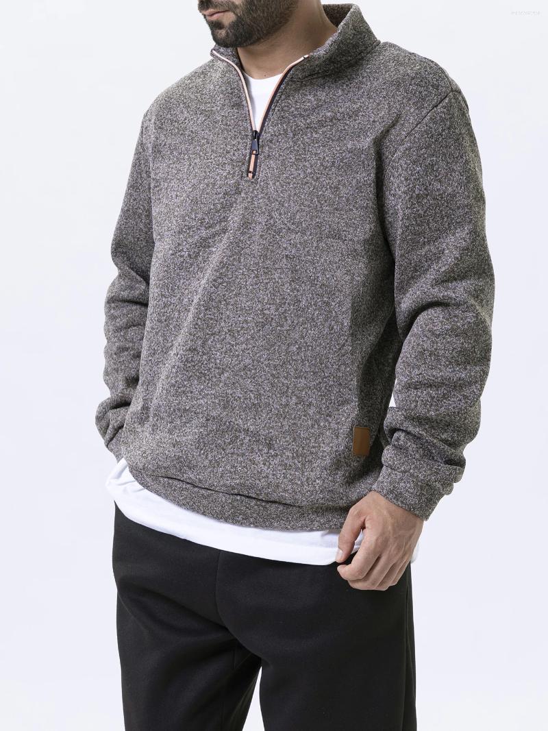 Men's Hoodies Men Sweatshirts Autumn Thicker Pullover Half Zipper Male Winter Solid Color Turtleneck Sweater Hoody Outdoor Sweatshirt