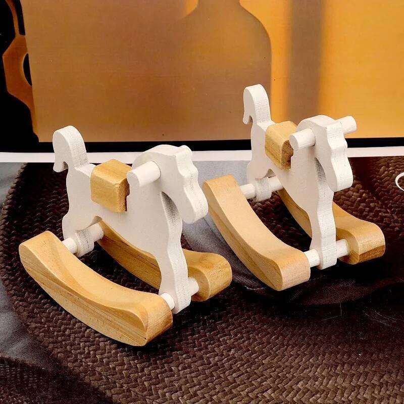 Mini Wooden Ornament Creative DIY Wood Craft Rocking Horse Desktop & Decoration Home Christmas Birthday Party Gifts
