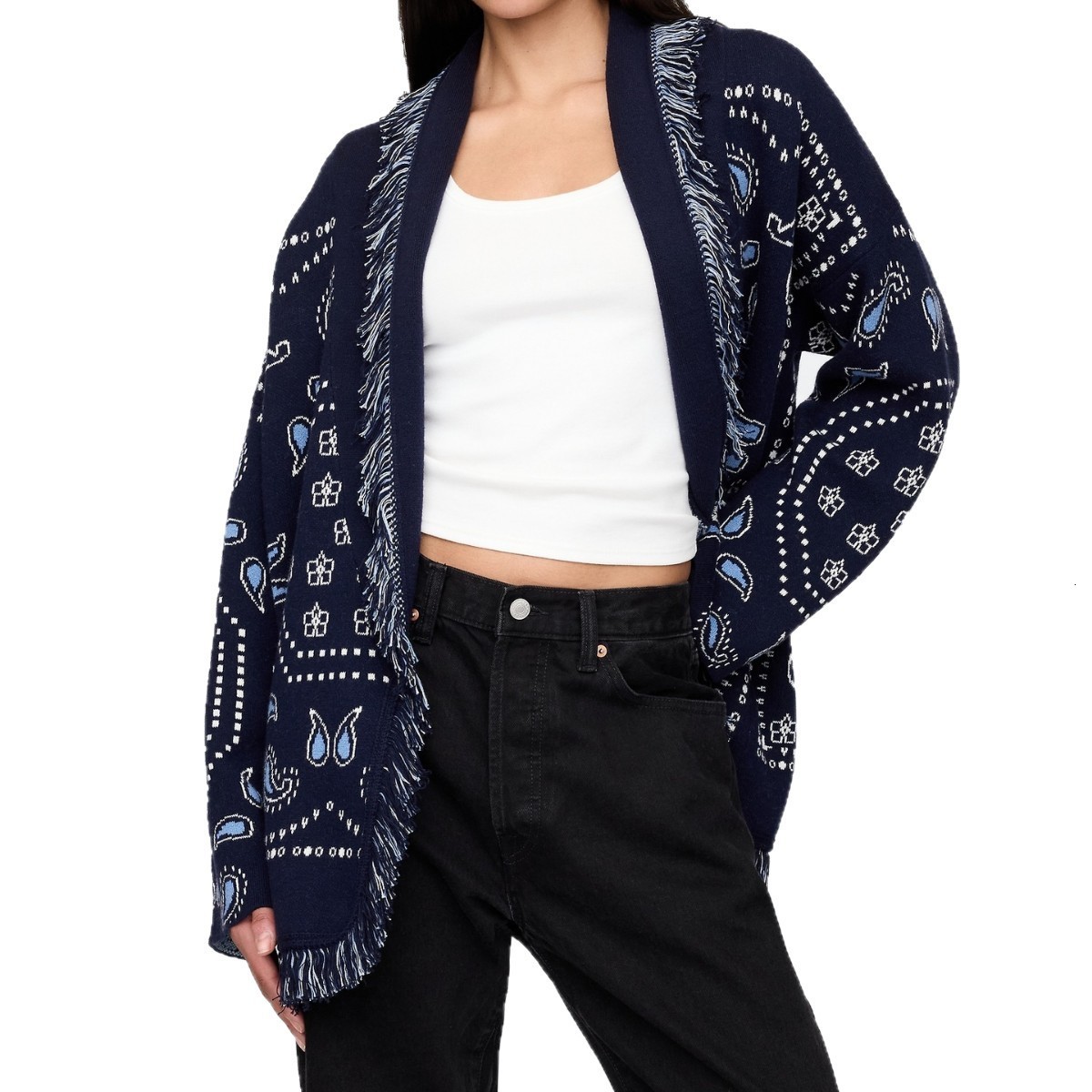 2025 Autumn Winter New Womens Clothing Altay Ethnic Style Tassel Loose Turn-Down Collar Womens Cardigan Sweater Coat for Women Autumn