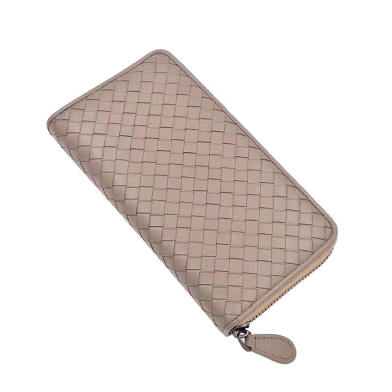 Leather Long Purse Sheepskin Hand Woven Large Capacity Zipper Purse Classic Card Bag For Men And Women