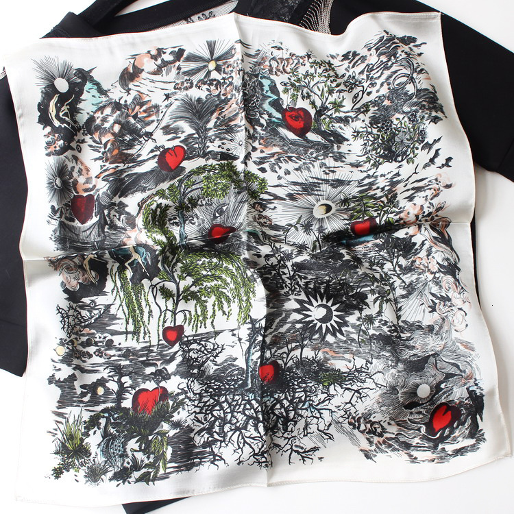 90cm Rabbit Horse Twill Silk Scarf Shawl Square Scarf Women Hijab Bandana Foulard Neckerchief Head Scarves 250213