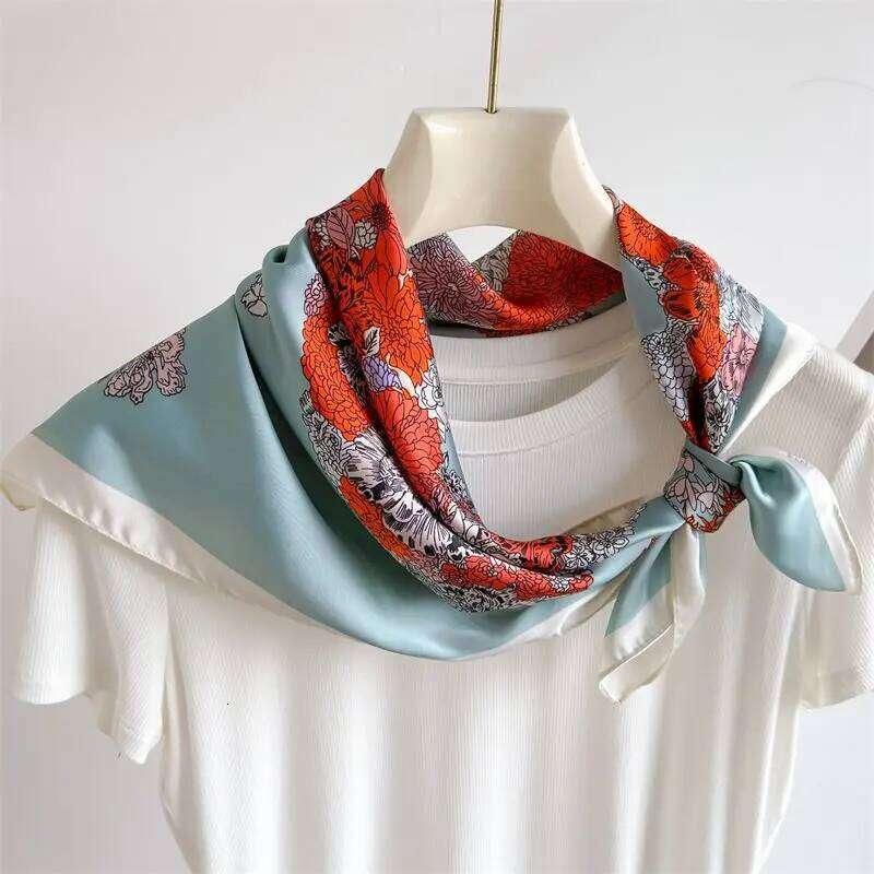 Scarf Floral Horse Print Soft Silk Like Square Multi Functional Stylish Head Wrap Korean Trendy Travel Scarf Hijabs And Blanket For Women