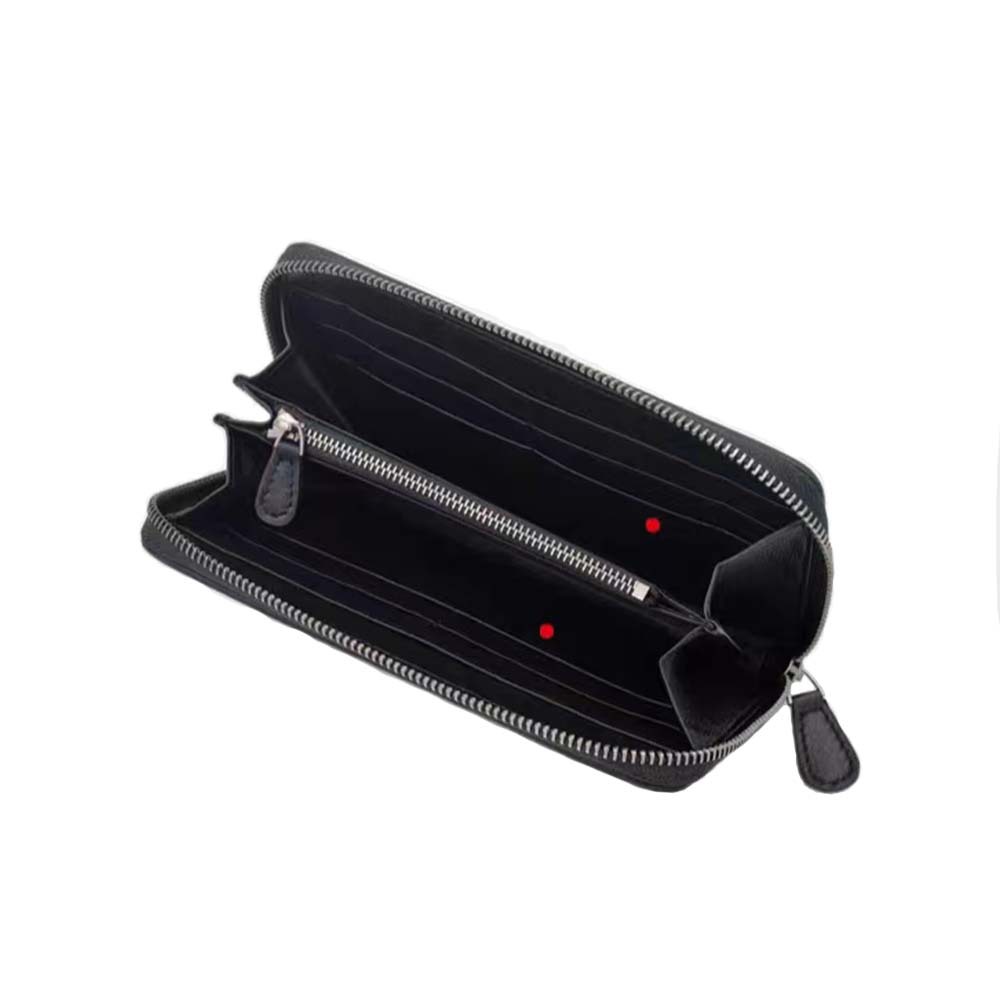 Leather Long Purse Sheepskin Hand Woven Large Capacity Zipper Purse Classic Card Bag For Men And Women