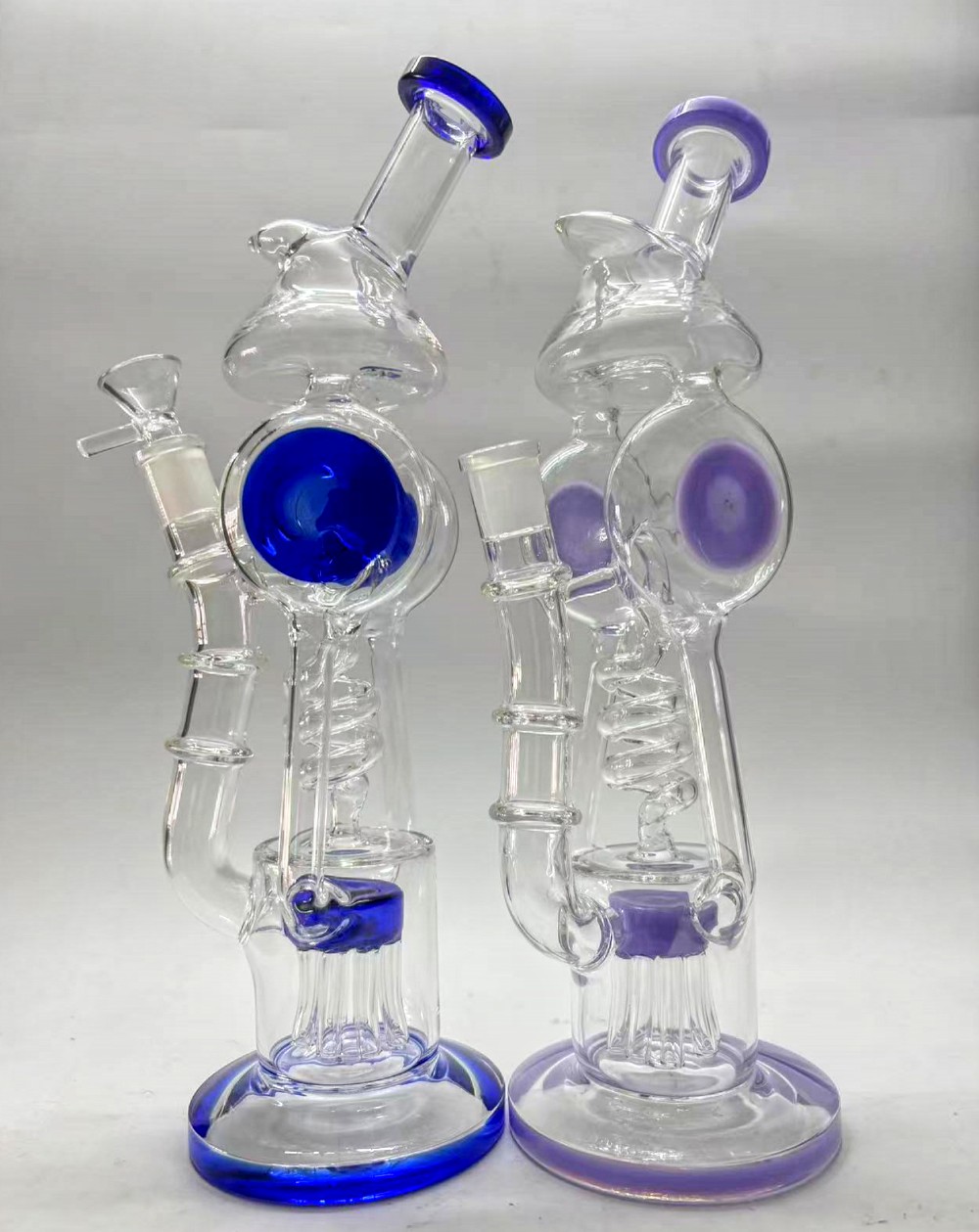 Blue Stereo Matrix Arm Tree glass bongs new tall 13" bong water pipe pocket glass bong Diffused with 14.4mm male purple