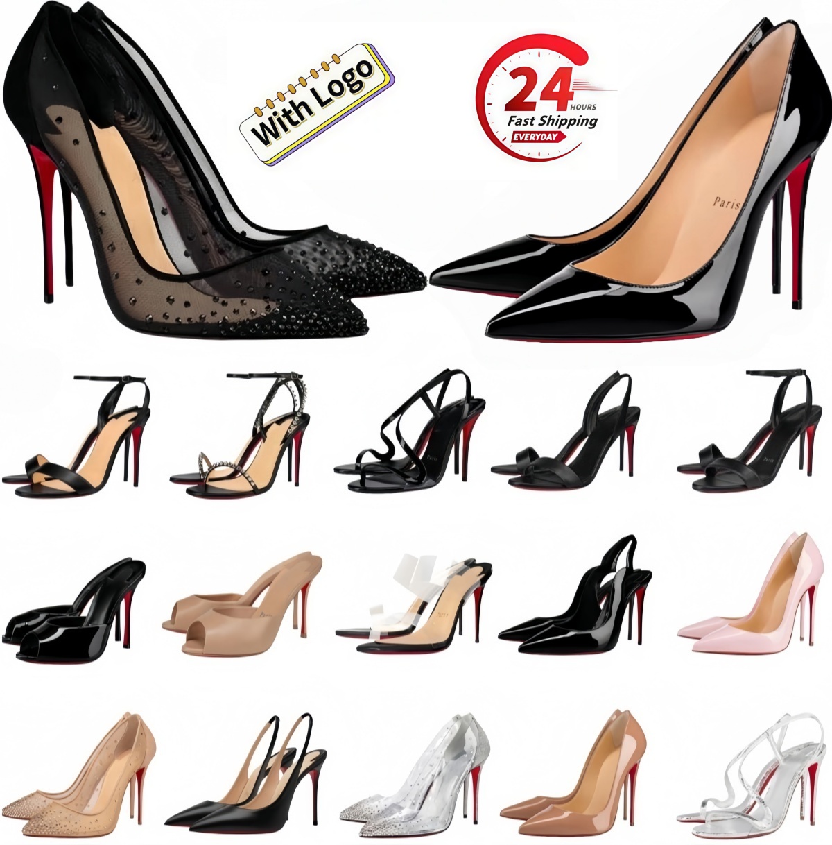 Designer Women High Heels Red Dress Shoes Women Peep Toes Sandals Luxury Bottoms 6cm 8cm 10cm 12cm Pointed Toes Nude Black Patent Leather Brand Pumps with Dust Bag 35-44