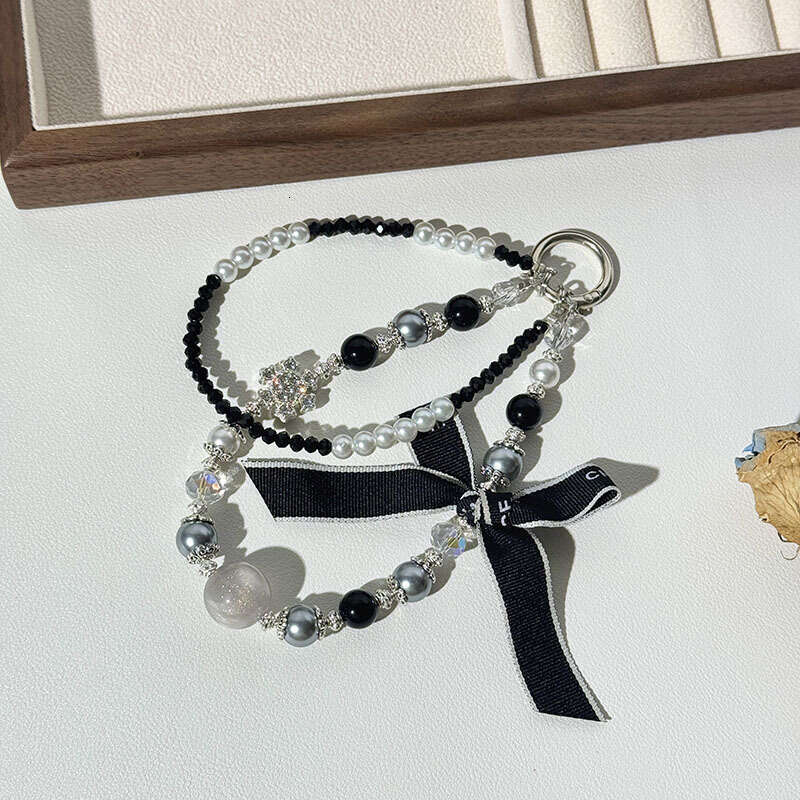 Fashion Bag Phone Chain Sugar Cube Bowknot Crystal Beaded Camellia Lanyard Keychain Pendant