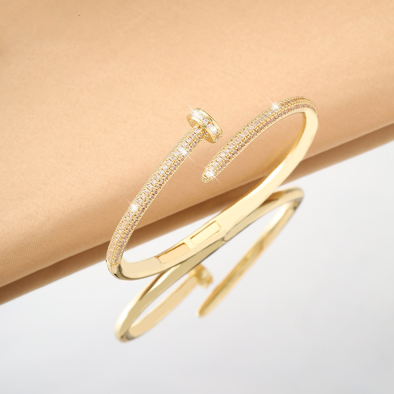 New Light Micro Luxury Inlaid Zircon Super Shiny Nail Open Hot Sale Fashionable Versatile Bracelet