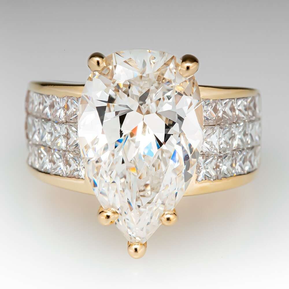 Teardrop Pear-Shaped Zirconia Ring, Minimalist Square Diamond Ring New Designer Rings for Women Her Gift