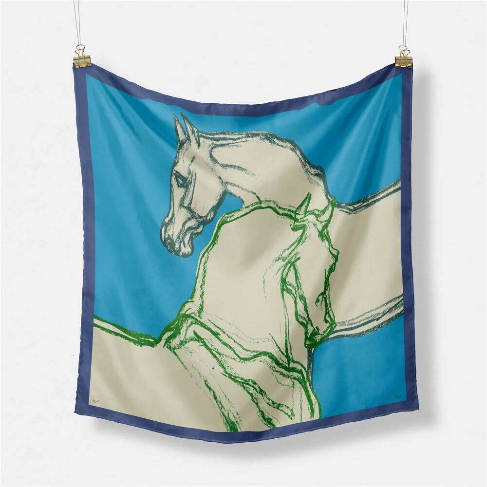 Women's diagonal scarf, horse drawn square scarf, wrapped headscarf, small headscarf, covered blanket, silk scarf, tie, headscarf, 53CM