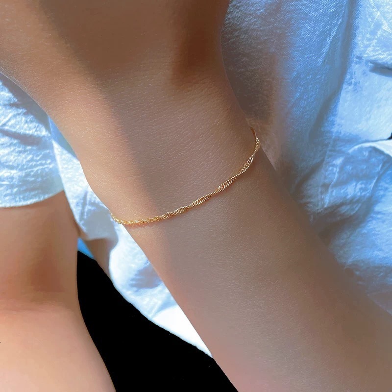 Charm Bracelets 14K Gold Filled Singapore Chain Bracelet Minimal Bracelet Handmade Jewelry Tarnish Resistant Jewelry Hypoallergenic Bracelets 231218