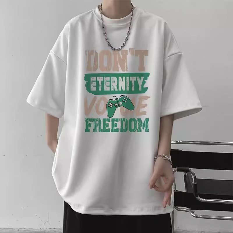 Summer New Arrival Oversized Short Sleeve T-shirt Men's Trendy Streetwear Casual Half Sleeve Tee Base Layer Top
