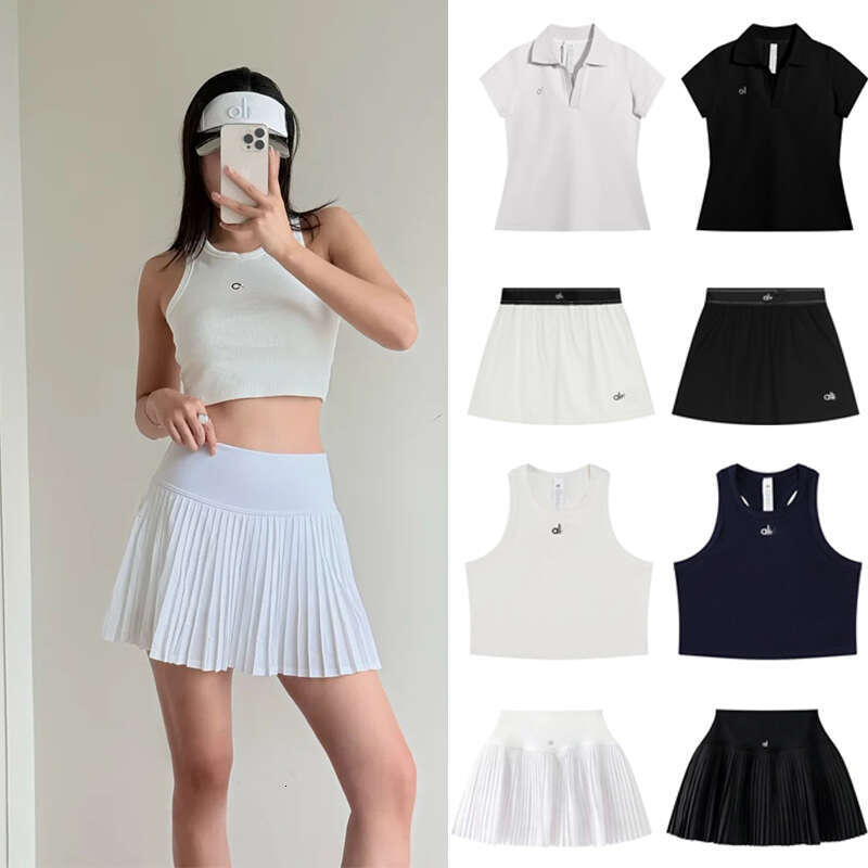 Tops Tennis Alosetitys Set Women Sweat Set Tennis Polo Shirt Short Skirt Set Yogas Gym Clothing Women T Shirt Set Designer Alosetitys Women Sports Bra Short Skirt Sets