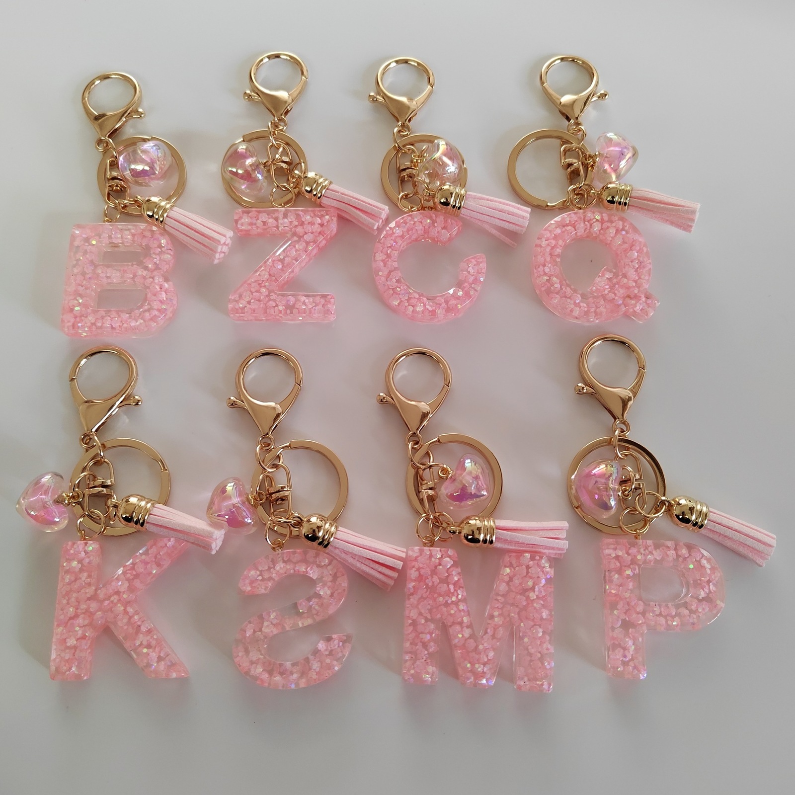 Hot Selling Creative 26 Alphabet Initial Keychain Tassel Butterfly Pendant Key Ring Star Sequin Resin Key241202