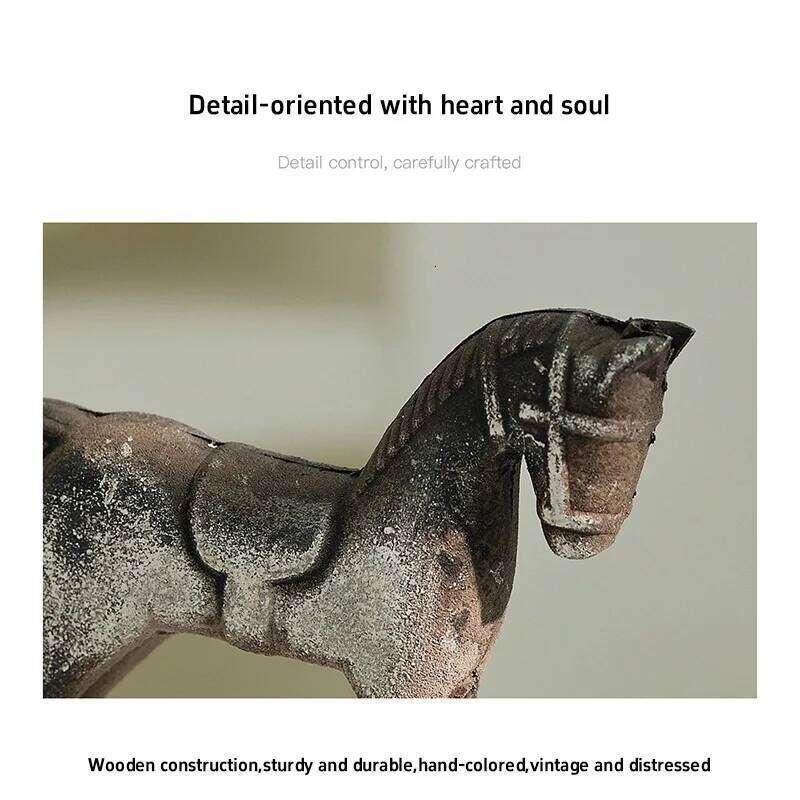 Nordic Retro Wooden Desk Balance Art Adornment Miniature Rocking Horse & Decor Ornament Kids Gift