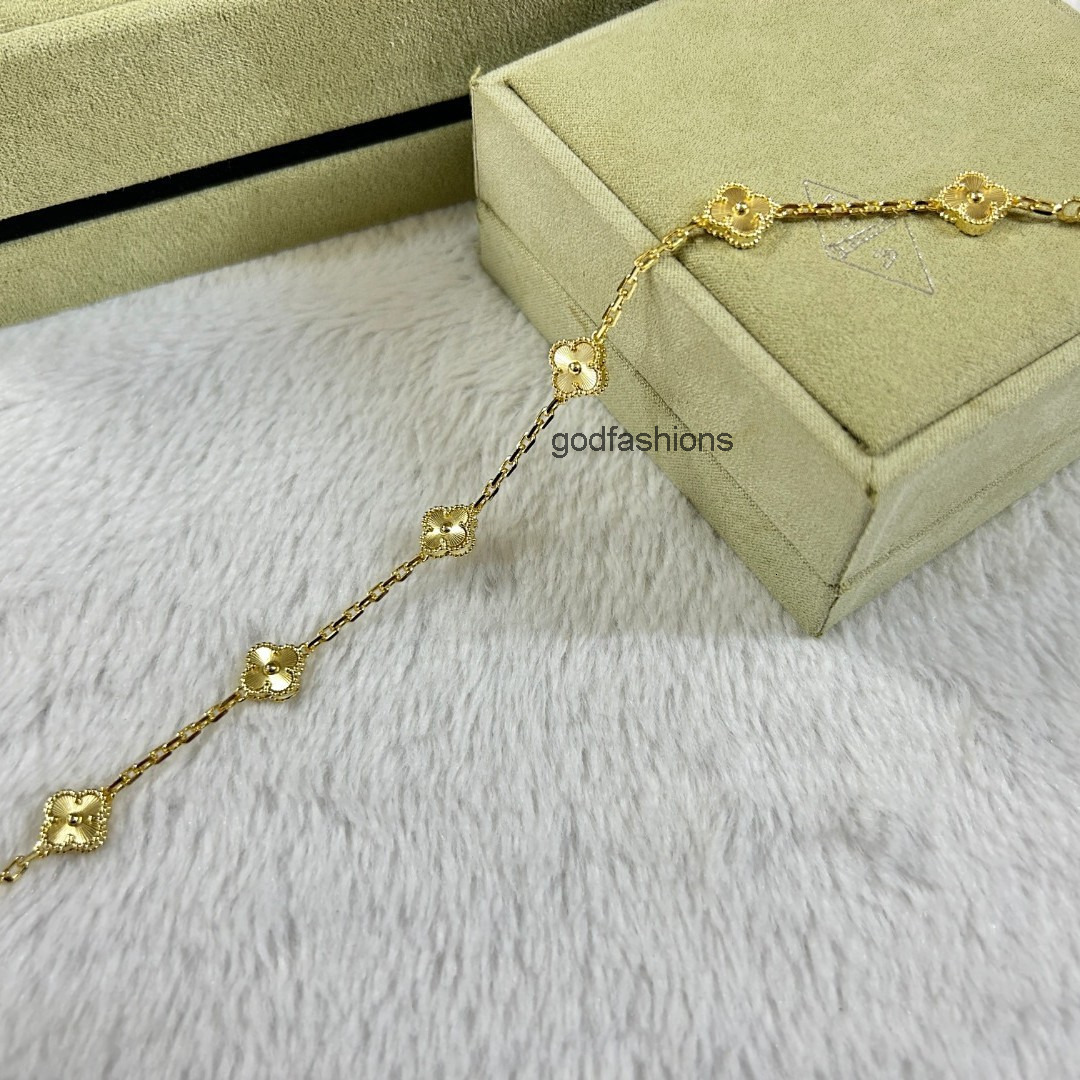 Designer Jewelry vanly cleef bracelet Four-Leaf clover Pearl Bracelet for women 18K Gold Plated Charm Chain Mother-of-Pearl Bracelets BWNI