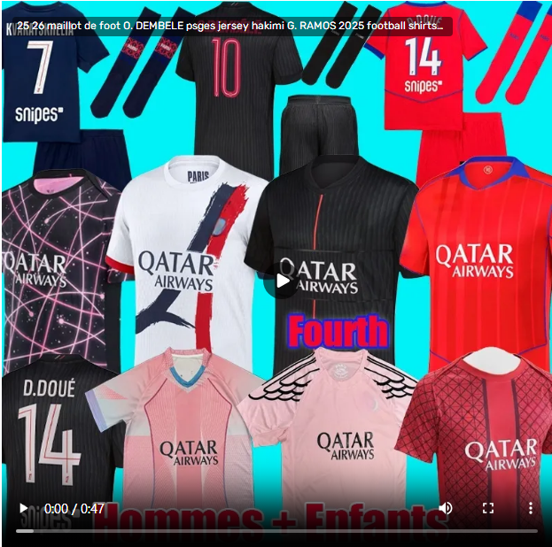 25 26 Parisian de foot O. DEMBELE psges jersey hakimi G. RAMOS 2025 football shirts men soccer jerseys kids set equipment hommes enfants pink fourth 4th kits