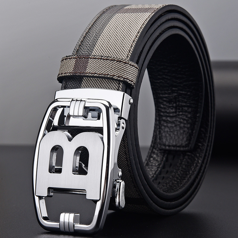 2025 New Style Men's Leather Belt for Trendy Young People - Casual and High-end Feeling, Genuine Leather, Automatic Buckle, Dress Pants BeltXJ250