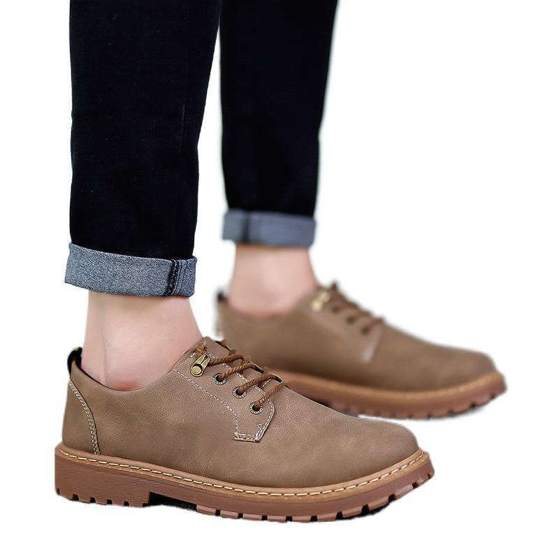 designer shoe martin chaussure for men autumn version british style business casual shoe red-brown khaki black retro workwear big toe boots versatile 