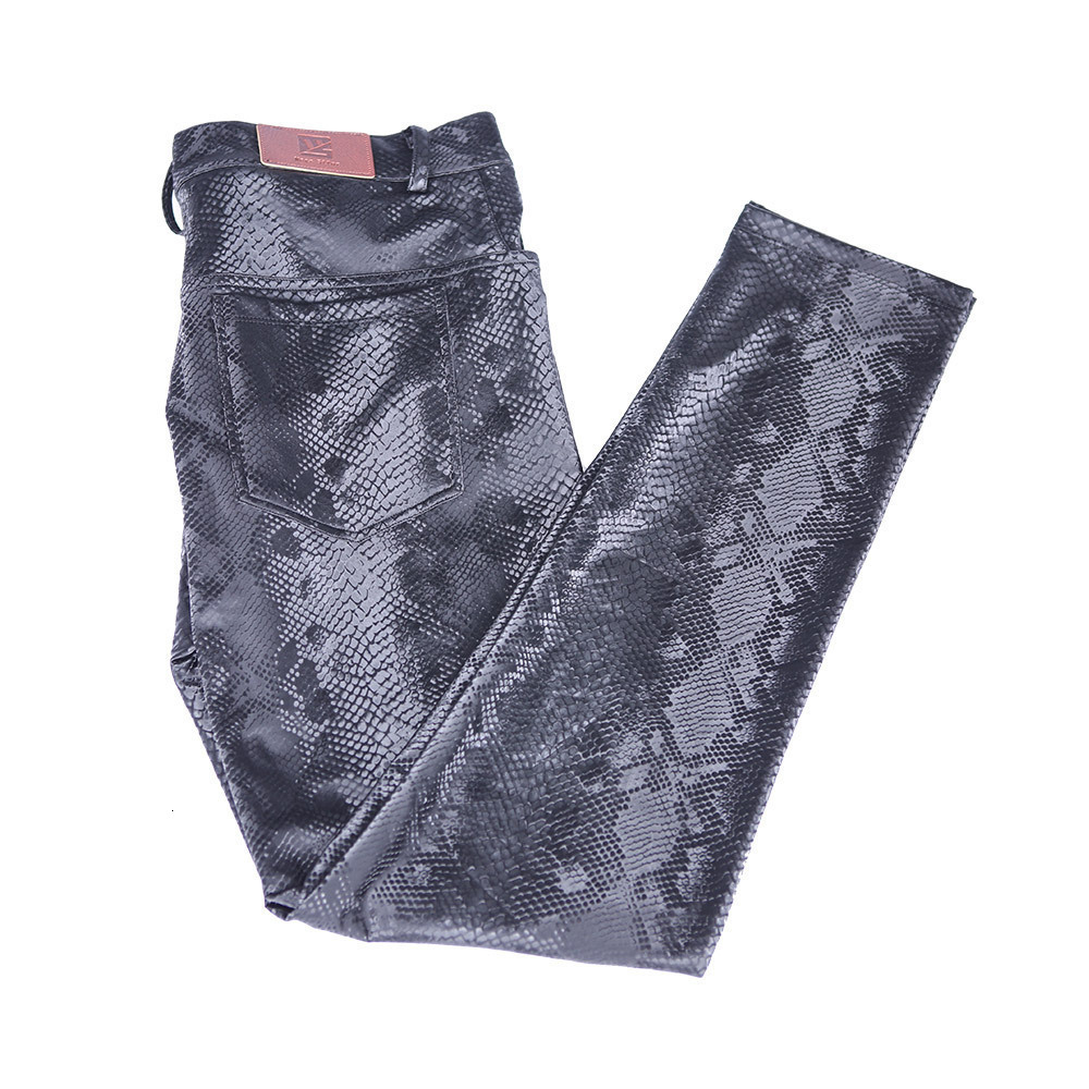 Sexy Snake Metallic Stretch Leather Pants Men Fashion Nightclub Trousers Mens Party Prom Stage Singer Clothing 240816