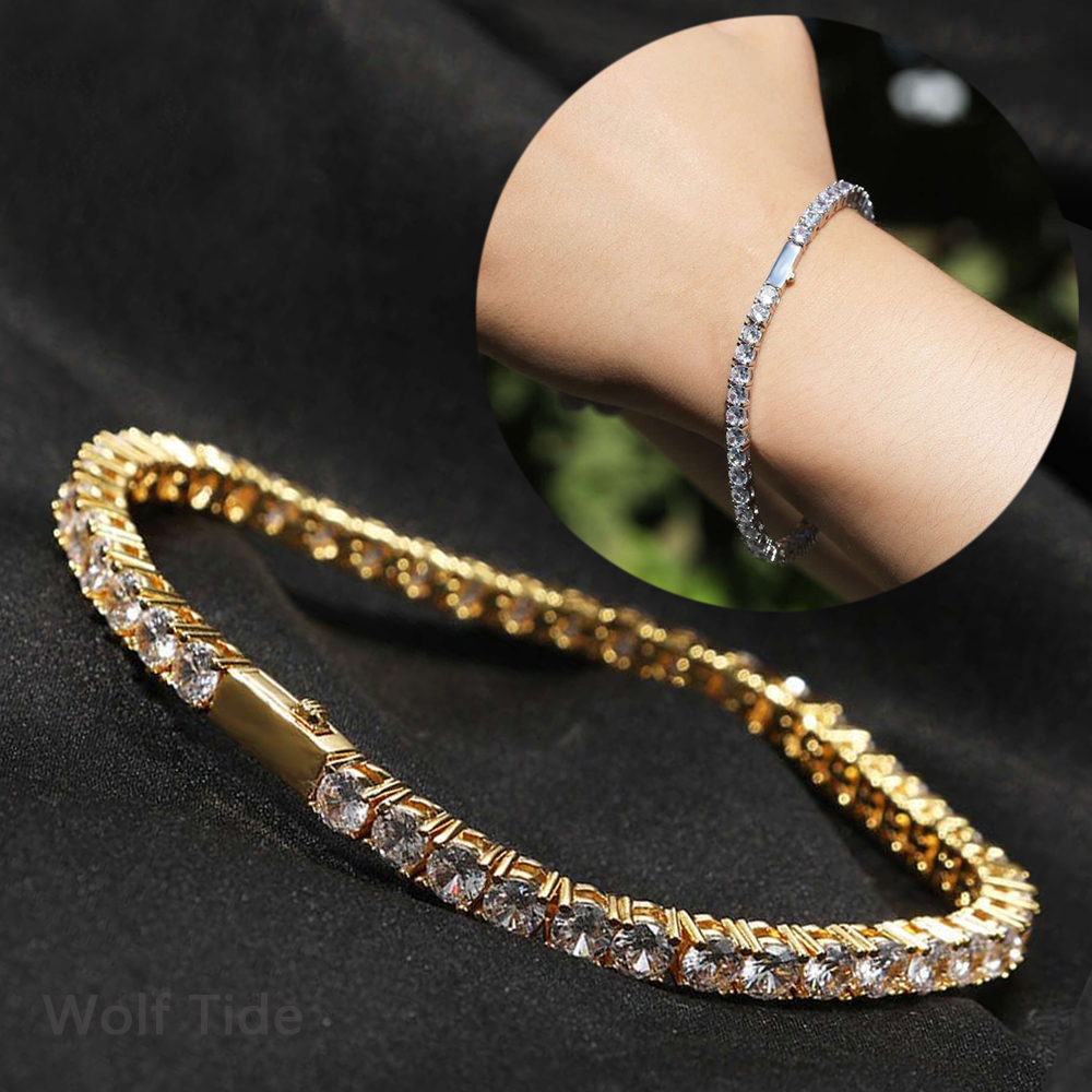 4mm Hip Hop Tennis Chain Bracelet Spring Clasp Copper Inlaid Iced Out Cubic Zirconia Top Quality Bling Diamond Bracelets For Men Women Rapper Cz Stone