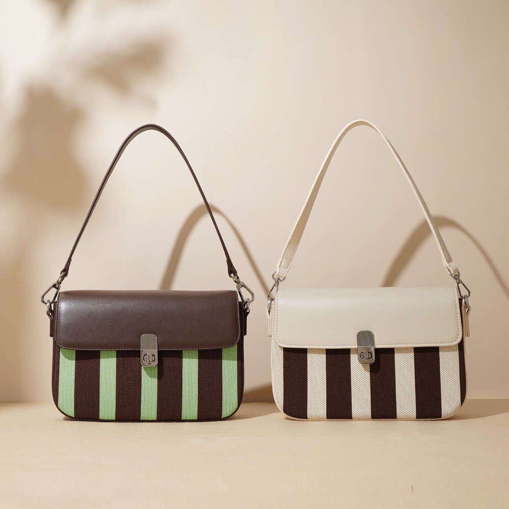 Luxury Shoulder Bags Totes Hobo Summer New Color Block Commuter Fashion Niche Crossbody Flyknit Fabric With Cowhide Underarm Bag SENYY