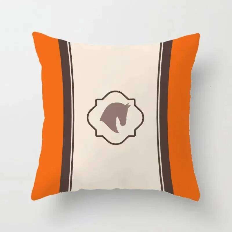 Orange series patchwork pillowcase design for sofa decoration, printed short plush pillowcase, cushion, orange light luxury backrest pillowcase, plush