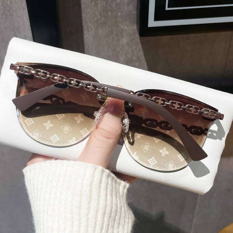 New Frameless Edge-Cut Lens Full Print High-End Sunglasses For Womends-1015