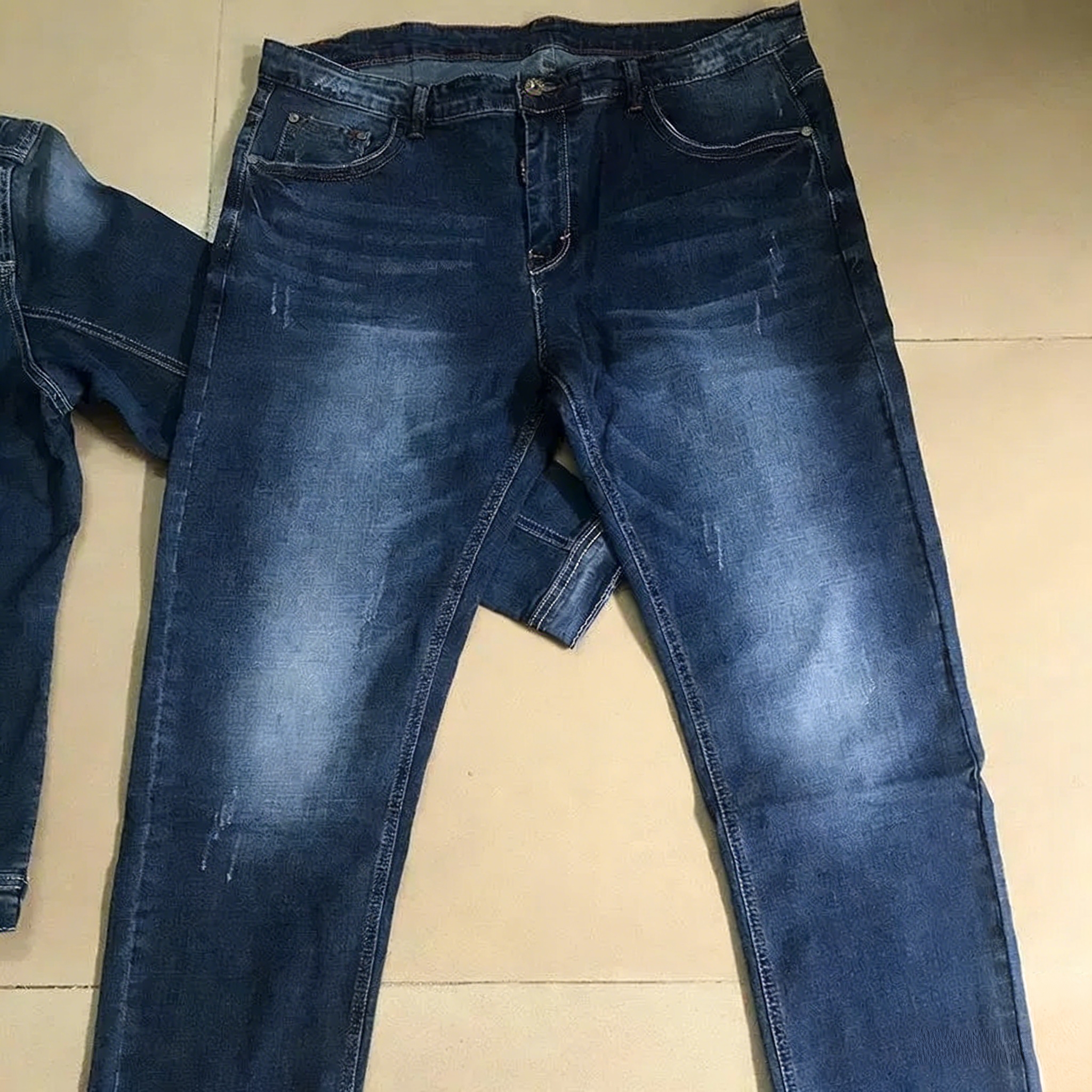 Men's Tracksuits Slim-Fit Denim Business Outfit Two Pieces Of Comfortable Stretch Fabric For Everyday Use Dark Blue Simple Design