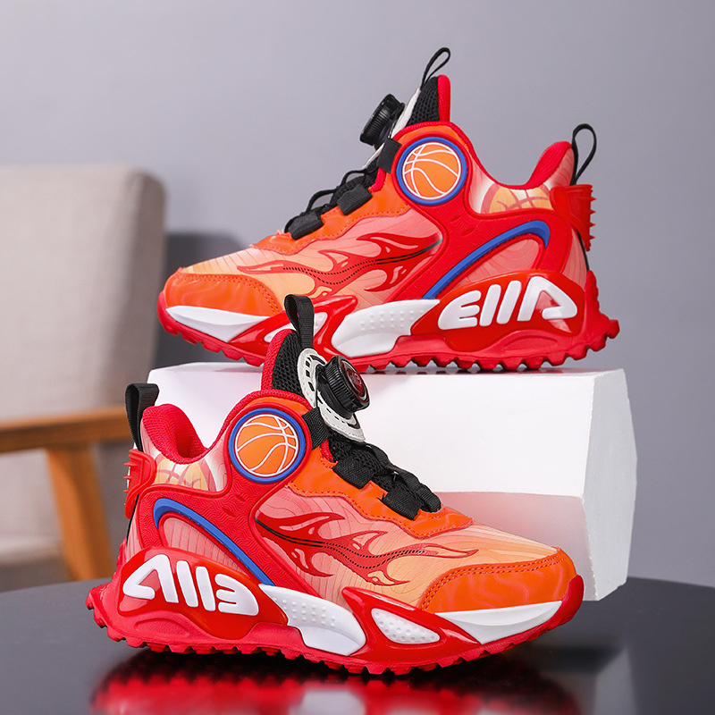 Children Basketball Shoes for Boys Girls Kids Teenagers Breathable Non-slip Lace Up Indoor Outdoor Training Sneakers Tennis Shoe
