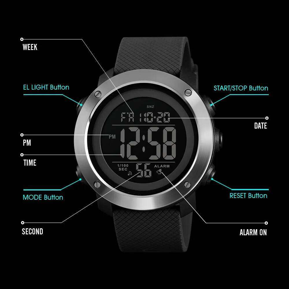 SKMEI 1426 Montre Alarm Clock Fashion Digital Relogio Masculino Sport Watch Men Luxury Brand 5Bar Waterproof Watches 26H0119