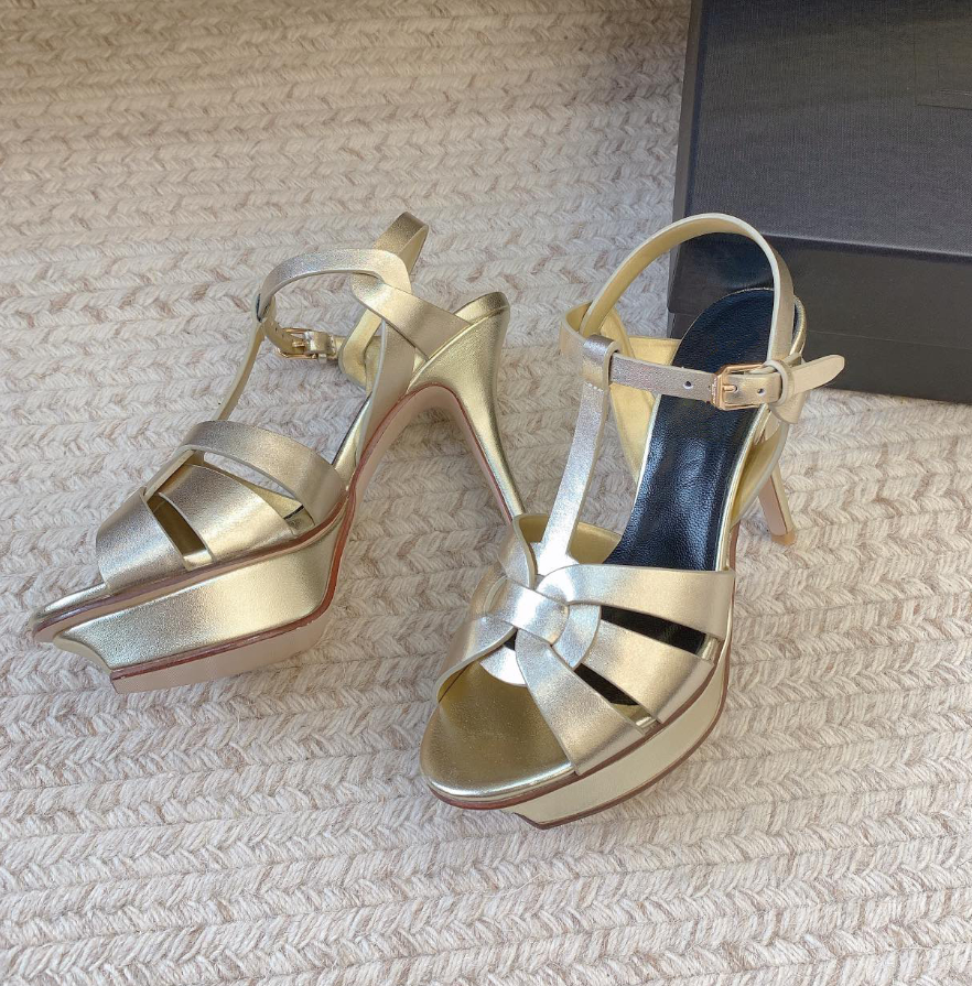 Luxury Designer Tribute Women Pumps Wedding Dress Pump Woman Sandals Tribute 140mm Heels patent-leather platform sandal Genuine Leather Open Toe