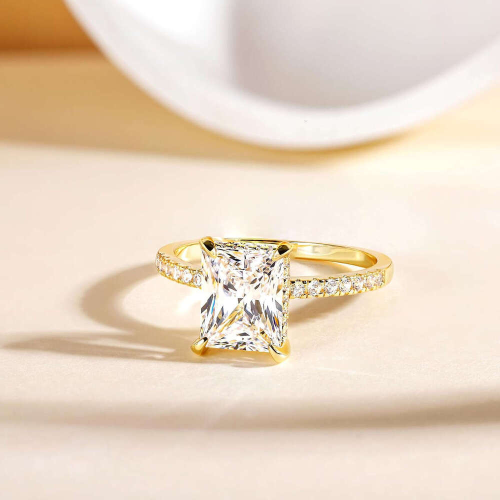 Rectangular White Diamond Four-Prong Ring New Luxury Jewelry Collection The Perfect Holiday Gift for Her