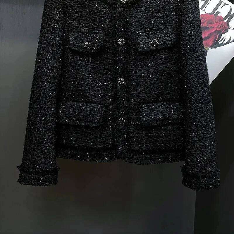 Women S Short Jacket Spring Autumn High Grade Tweed Lady Casual Outerwear Solid Single Breasted Ladies High Quality Coat