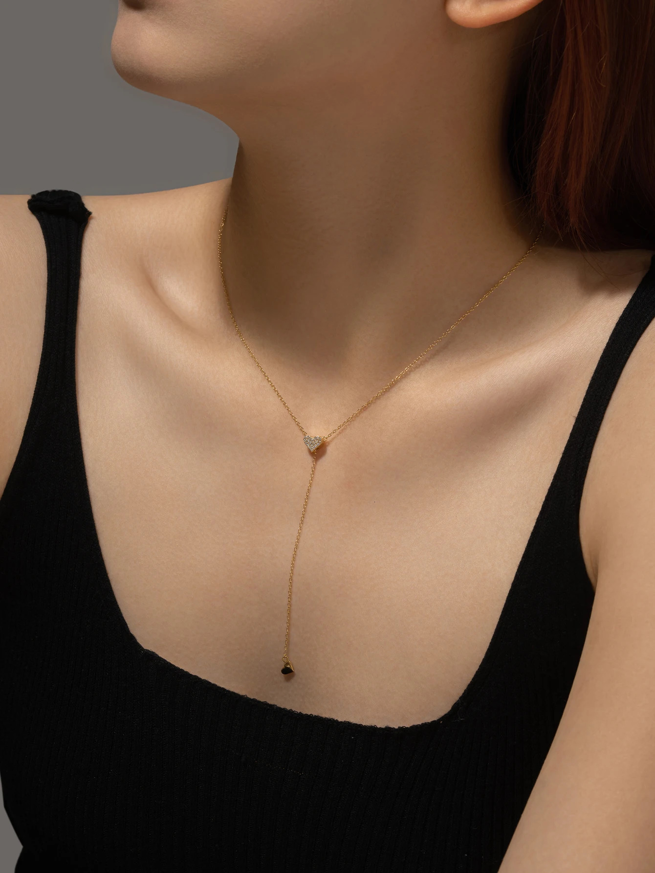 DPLAOPA Women 925 Sterling Silver Heart Zircon Ajustable Flexible Fix Pulling Necklace Wedding Fine Advanced Jewelry 260114 - view 5