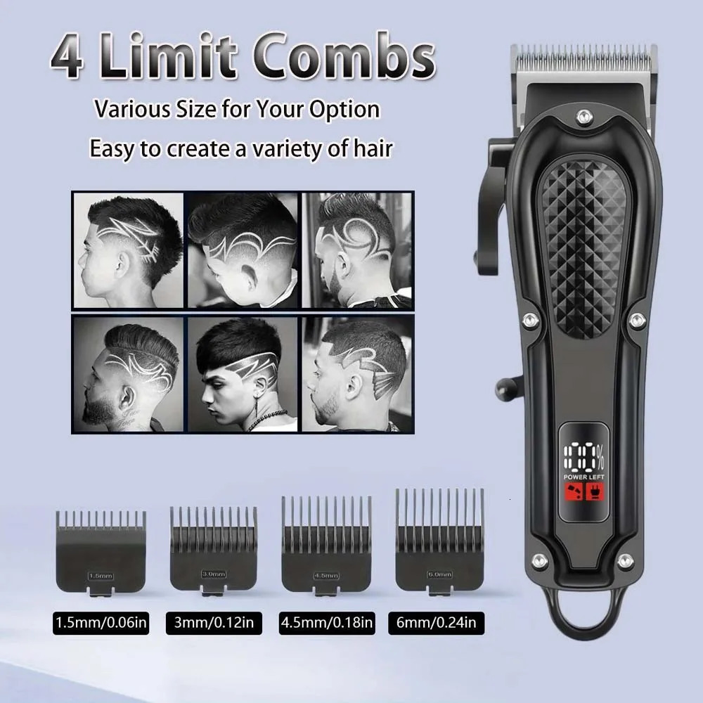 Professional Cordless Hair Clipper for Men Electric Barber Clipper Trimmer Rechargeable Mens Hair Cutting Tools 260116