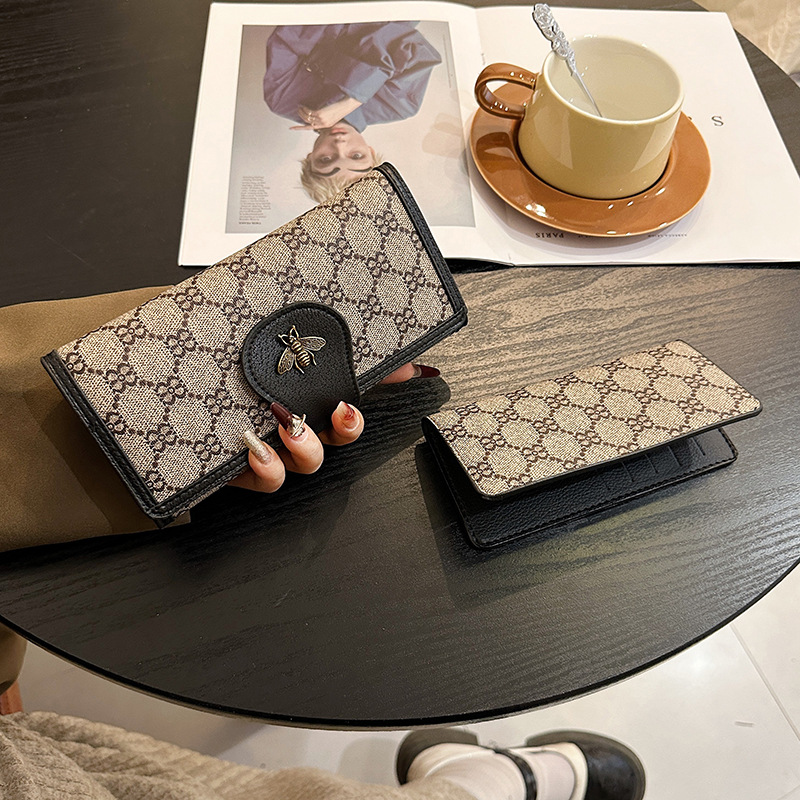 Ladies Purse Printed High-Grade Long Retro Bees High Appearance Level Short Multi Card Pocket Change Purse