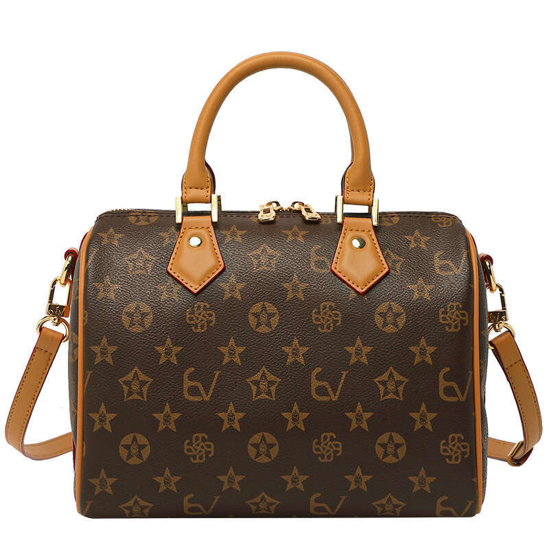 Soft Leather Monogram 2025 New Women's High-Quality Texture Single Shoulder Crossbody Boston Pillow Bag Handbag