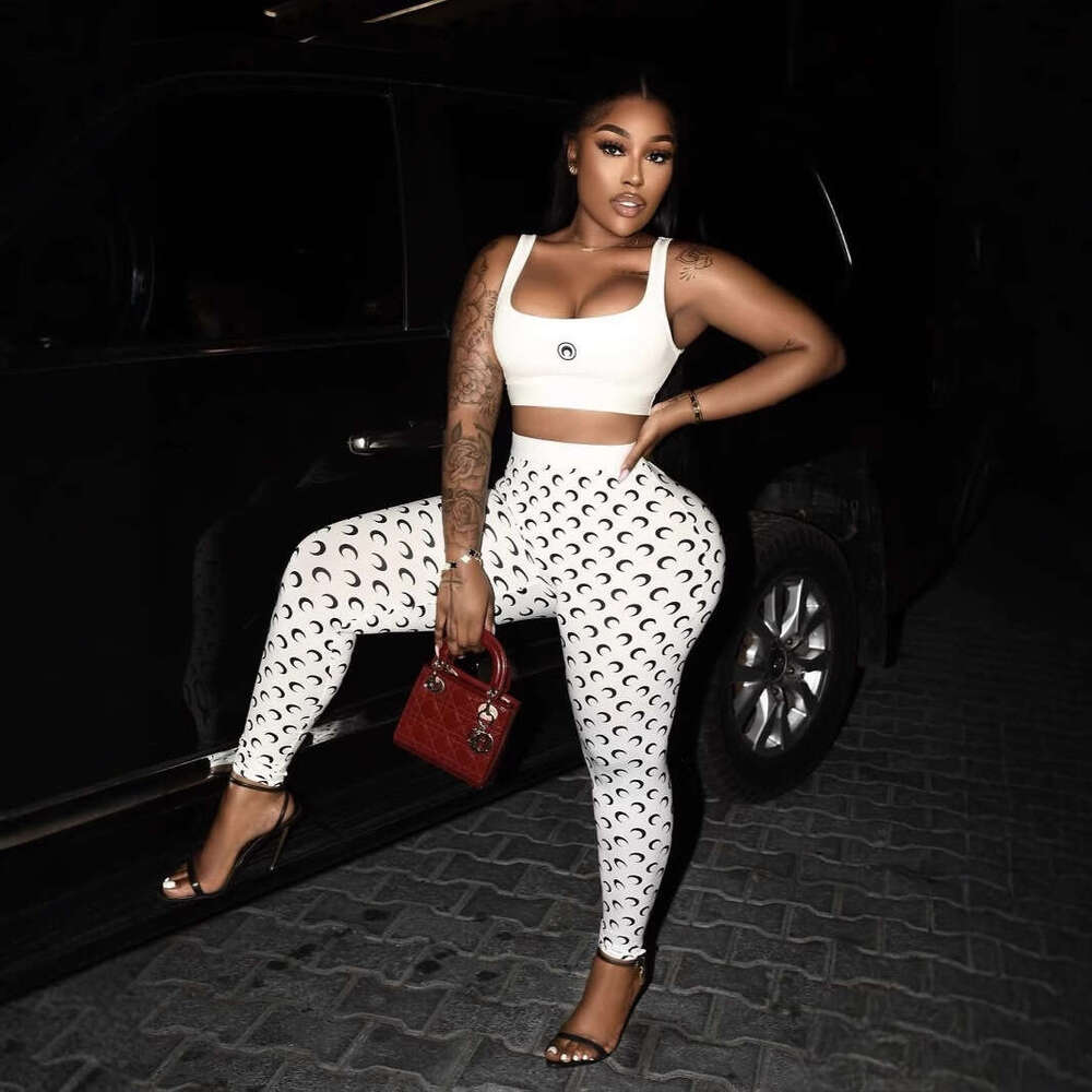European American Cross-Border Amazon New Sexy Slimming Vest and Long Pants Fashion Crescent Print Two-Piece Set