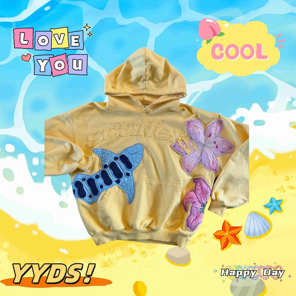 American Fun Pattern Patchwork Embroidered Sports Jacket Y2K Fashionable Street Hiphop Highquality Hoodie Retro 260119