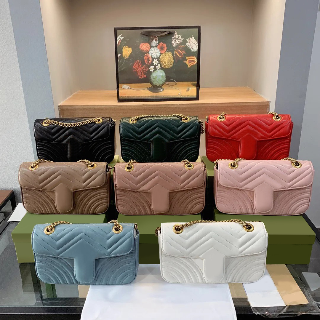 With Box Designer Lady Shoulder Bags Luxurys Marmonts Crossbody bag Fashion Classic Handbag Chain Leather Purse Wallet Red White Black Bags for women